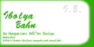 ibolya bahn business card